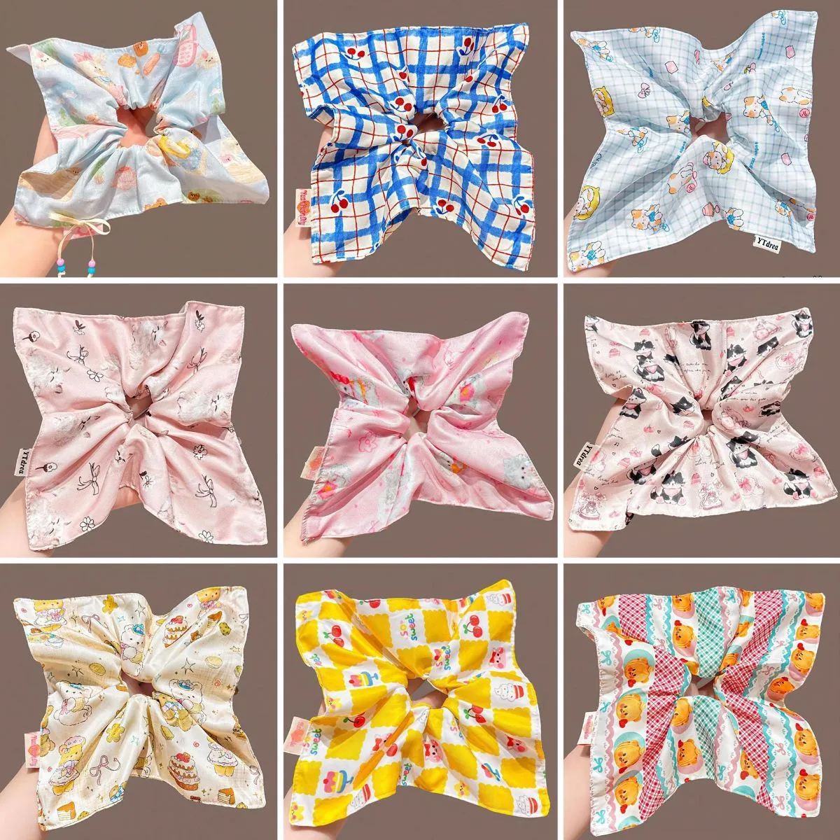 Striped Bandana Bow Scrunchie – Cute Scarf Hair Tie with Bowknot, Sweet Ponytail Holder for Low Ponytail & Bun, Elegant Hair Accessory for Women Girls